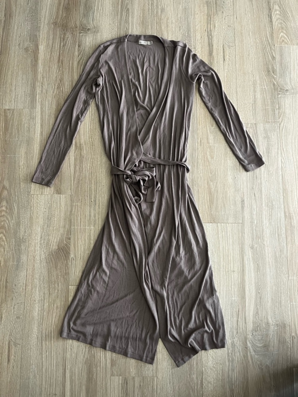 Barefoot Dreams Women’s Ultra Soft Rib Wrap Dress Malibu Collection Taupe - XS